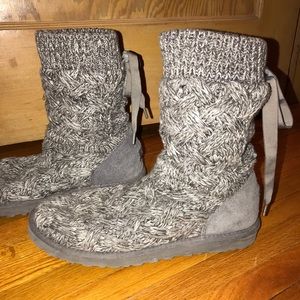 Ugg Australia Grey Knit Bow Winter Boots